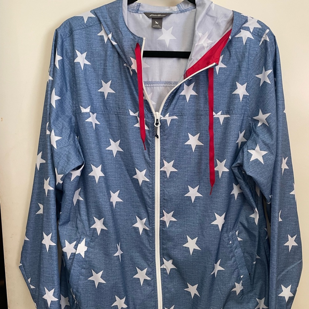 Eddie Bauer Blue Star Jacket with Red Details